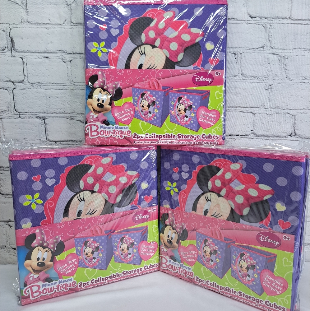 'DISNEY' STORAGE CUBE UNIT MINNIE MOUSE "BOWTIQUE" FOLDING 6-PIECE SET - Picture 10 of 16